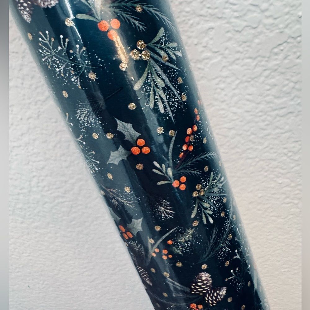 Christmas Holly Forest Botanical Glitter Holiday Wrapping Paper Roll Gift Wrap
